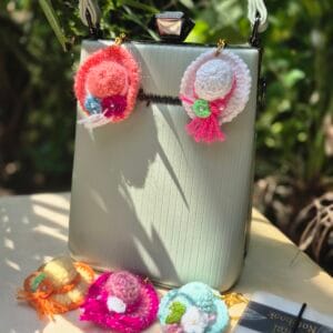 Handmade Crochet Key chain For Girls Hat shaped 2X2X1