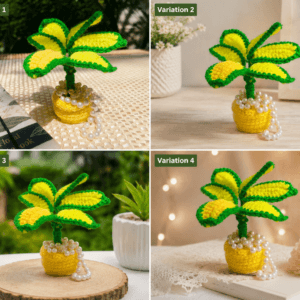 Handmade Crochet Yellow Lily Flower Pot | Cute Mini Desk Decor | Aesthetic Crochet Plant Gift