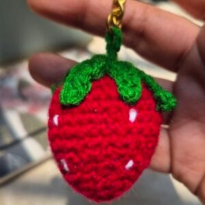 Handmade Crochet Strawberry Keychain And Bag Charm
