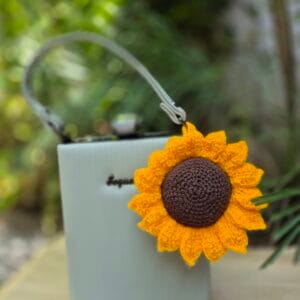 Handmade Sunflower Crochet Bag Charm - Floral Purse Accessory